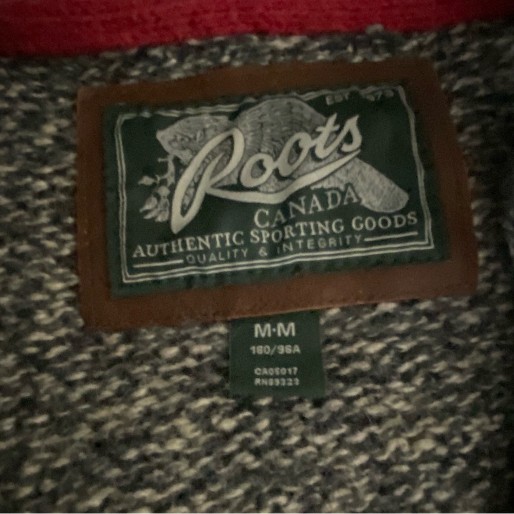 ROOTS Canada Hoodie Gray Knit‎ Wool Blend Sweater Women’s Size M Cabincore - Picture 6 of 7